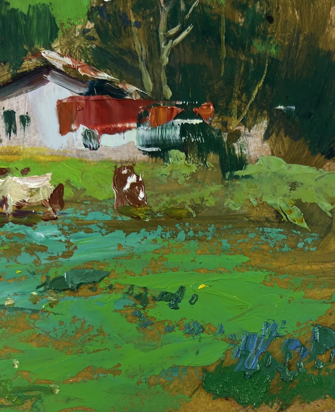 Vibrant oil painting of white castle on steppe by Yuriy Suprunchuk