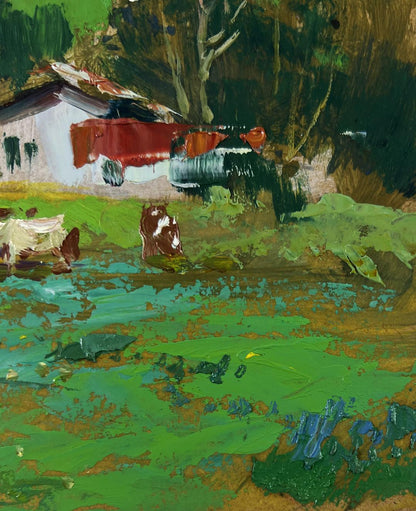 Vibrant oil painting of white castle on steppe by Yuriy Suprunchuk
