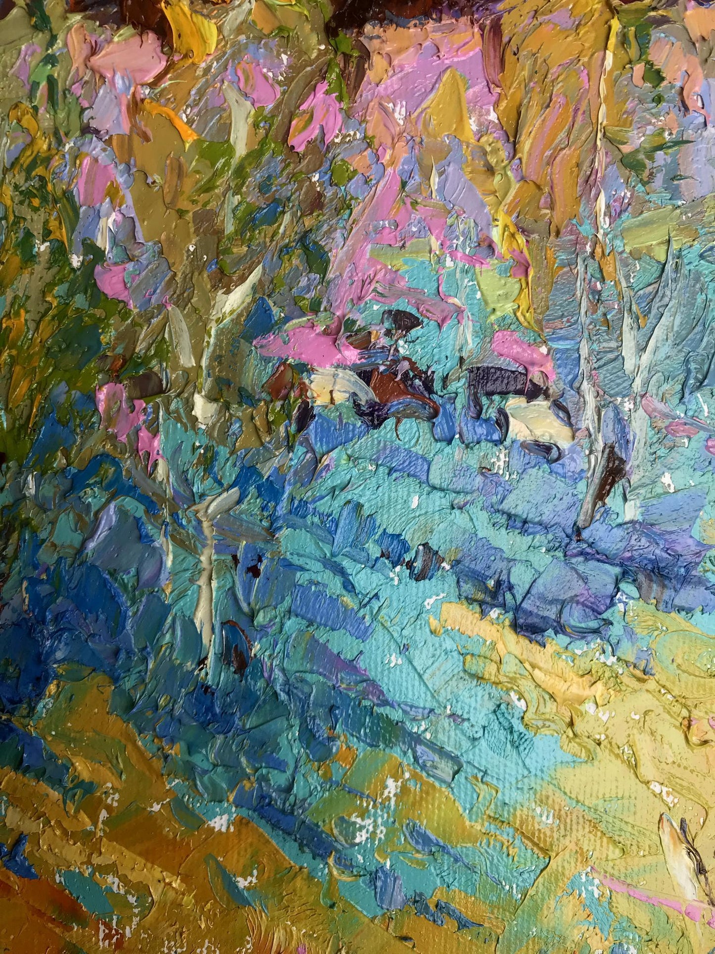 Vibrant impressionist oil painting Near young poplars by Oleksiy Ivanyuk