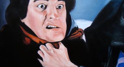 Oil painting Come on its not me by Yulia Lihina man with wide eyes