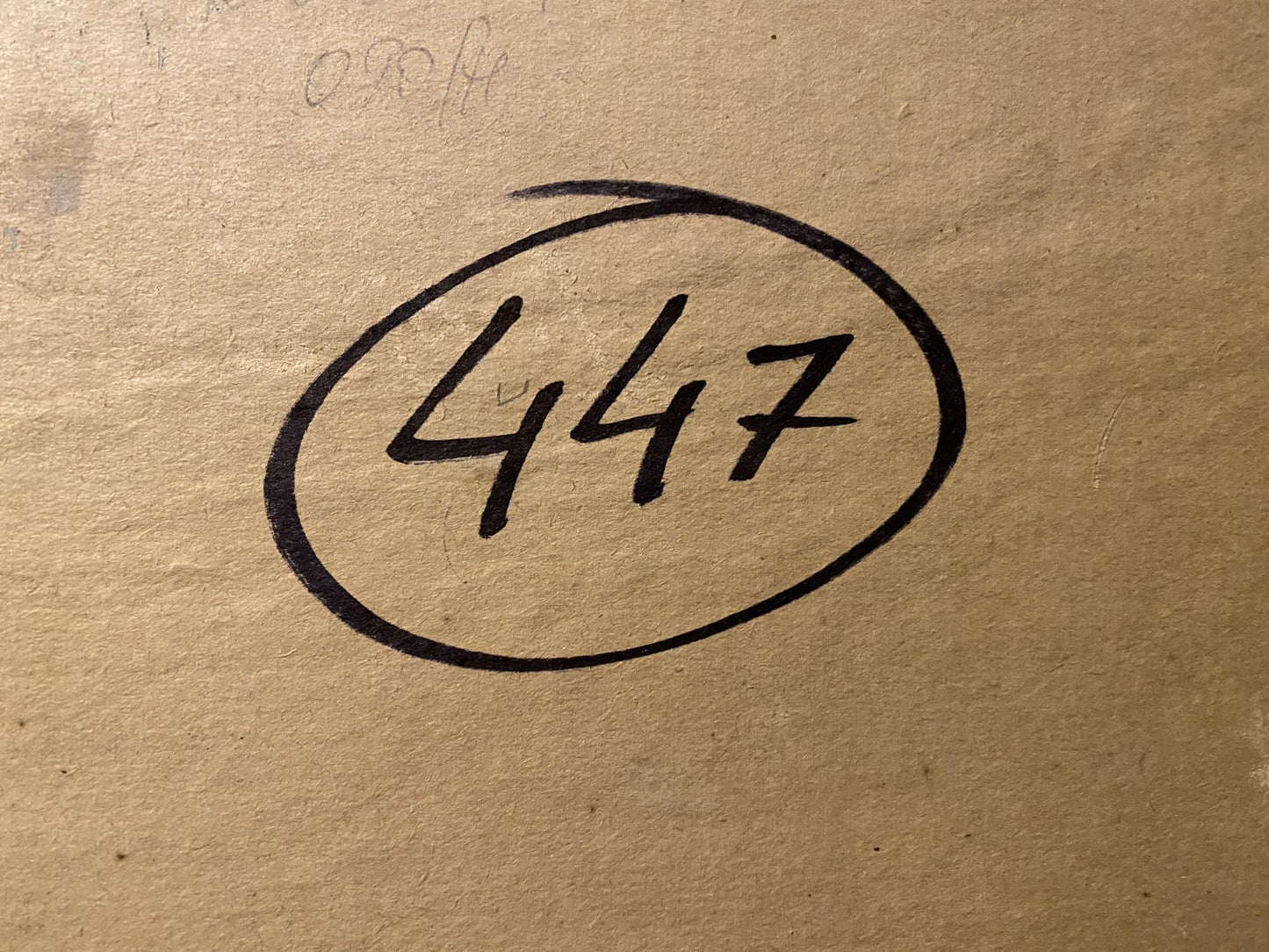 Black handwritten 447 circled on back of Evening in Sudak oil painting by Nikolai Fedorovich Bortnikov