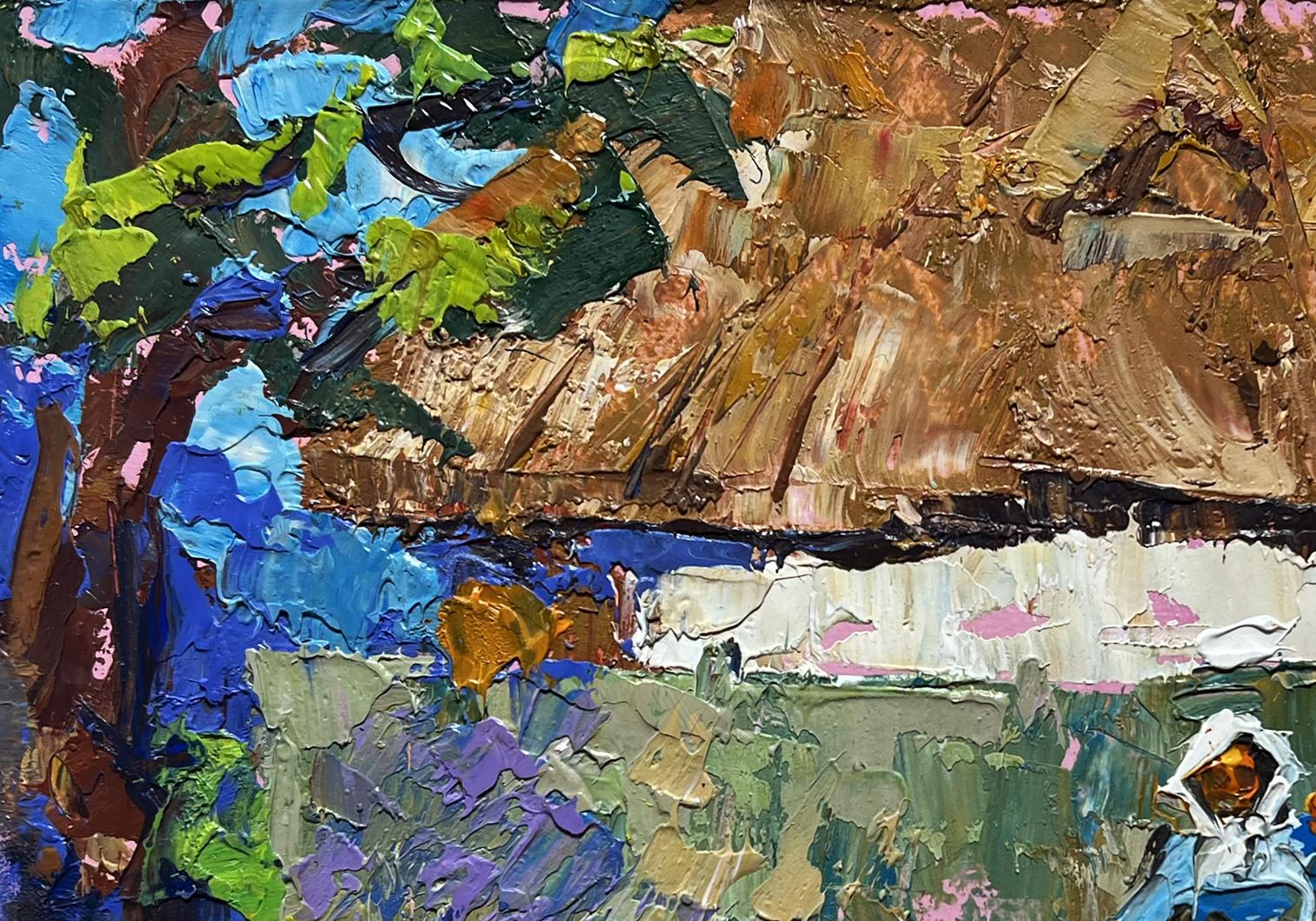 Quiet village conversation oil painting by Oleksiy Ivanyuk