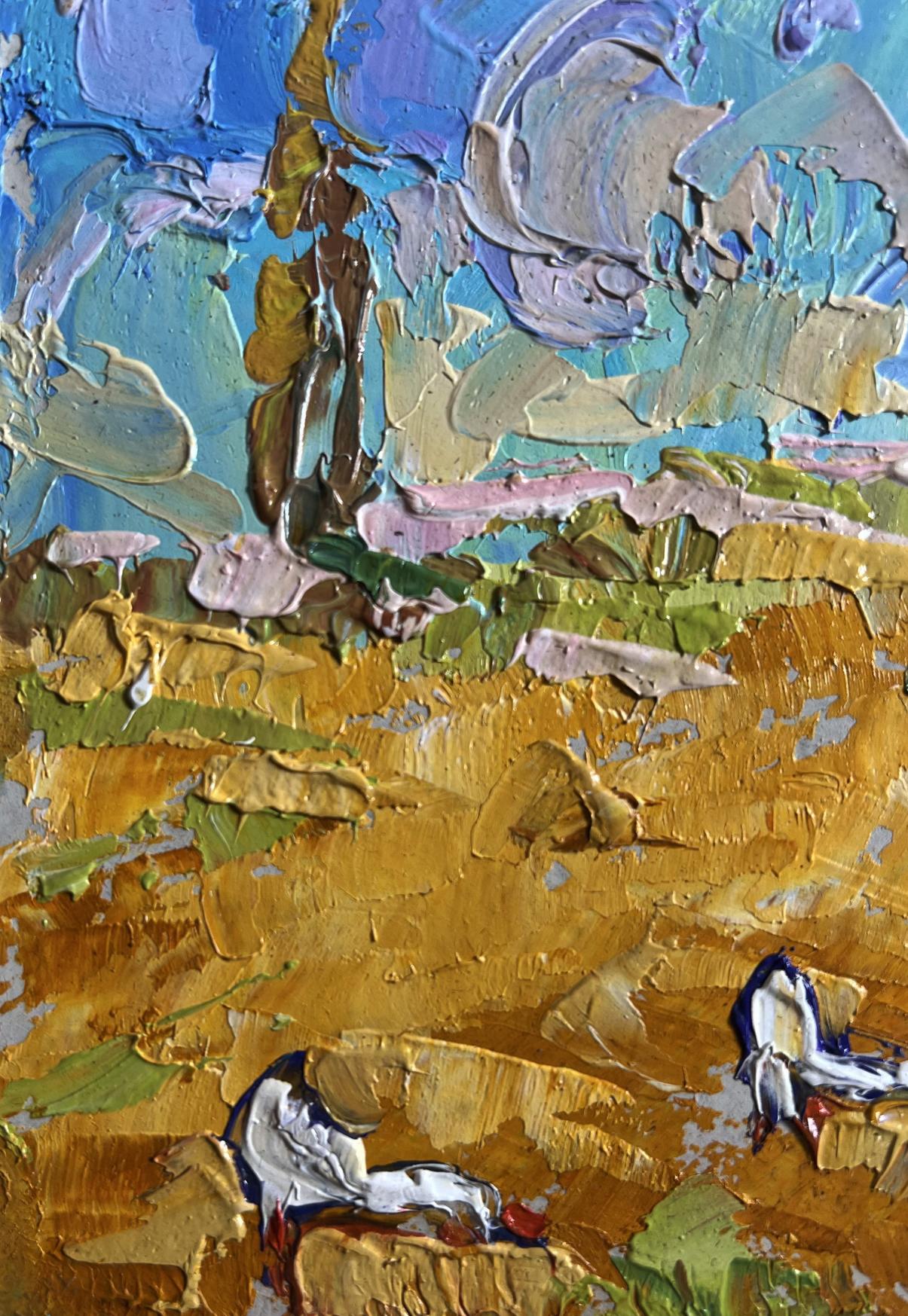 Oil painting Geese in the autumn steppes by Oleksiy Ivanyuk