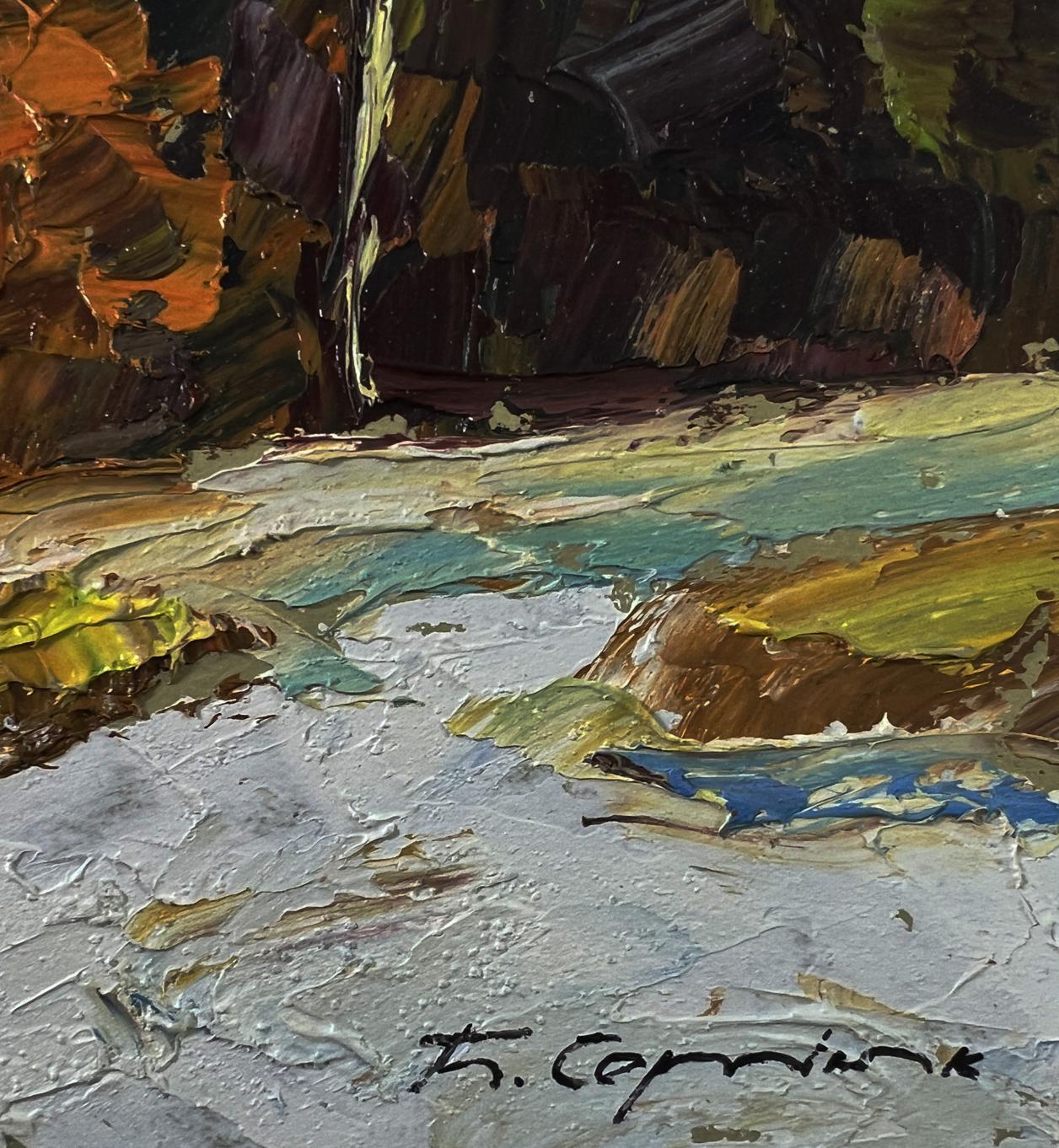 Impressionistic oil painting The first snow fell by Boris Serdyuk