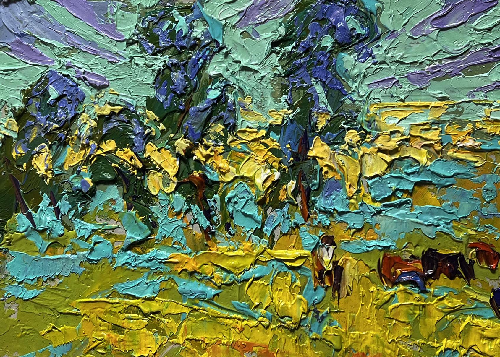 Vibrant impressionist oil painting of spring meadows by Oleksiy Ivanyuk