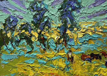 Vibrant impressionist oil painting of spring meadows by Oleksiy Ivanyuk