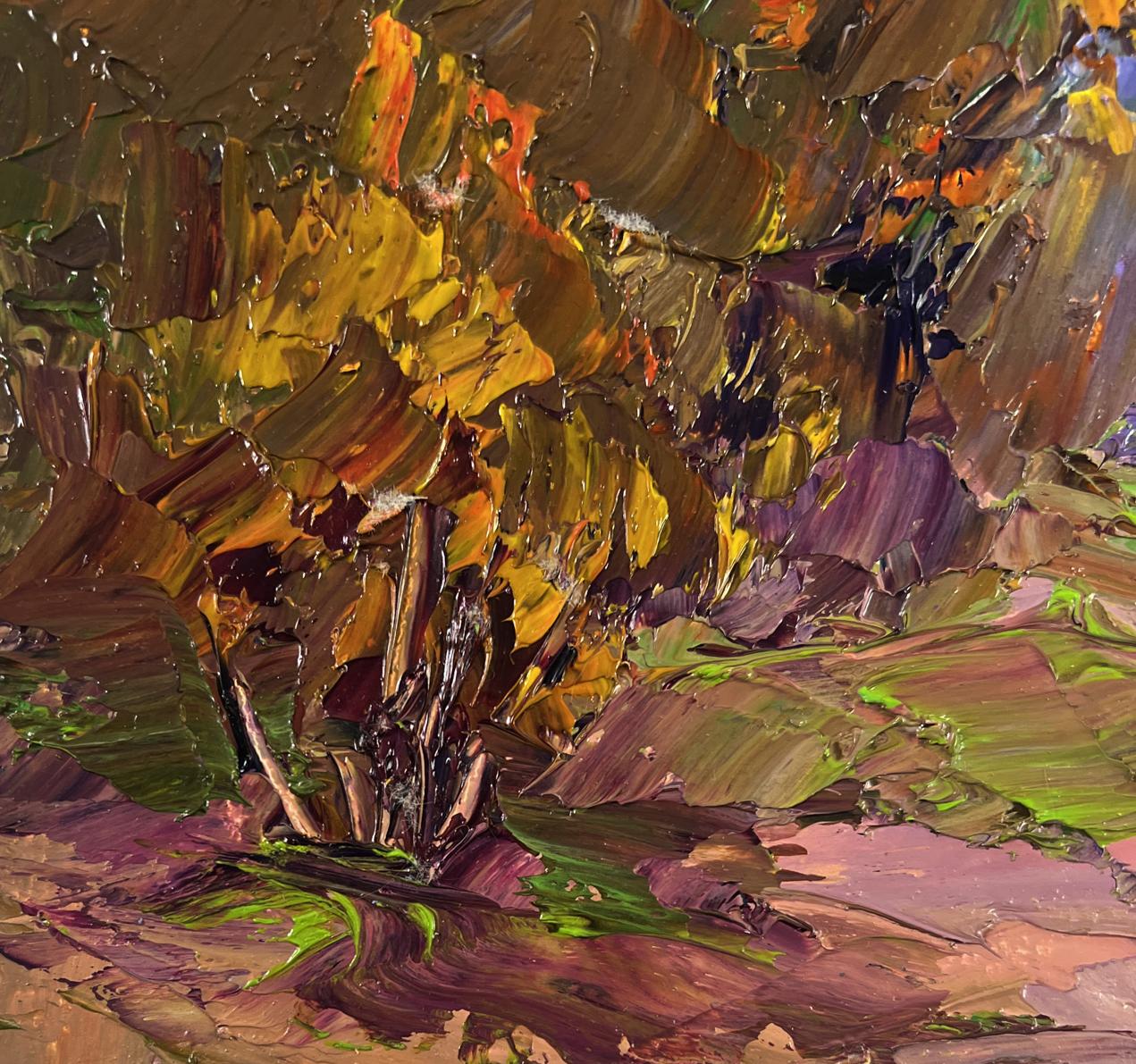 Impressionistic oil painting Silent drift by Boris Serdyuk, autumn tree