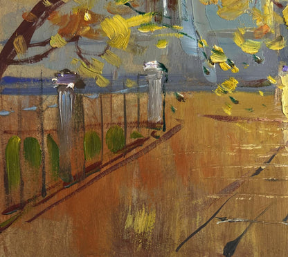 Oil painting Autumn leaves are flying by Yuriy Suprunchuk textured tree art