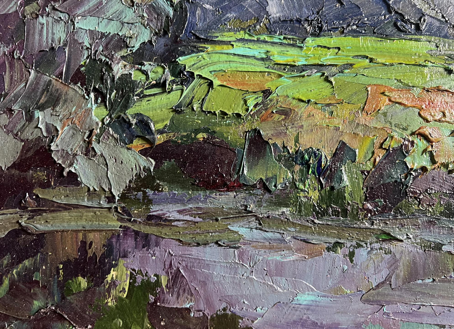 Oil painting In the evening on the meadow by Boris Serdyuk textured landscape