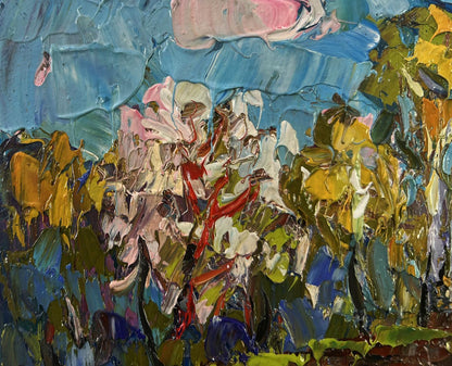 Vibrant impressionist oil painting Early spring over the village silence by Oleksiy Ivanyuk