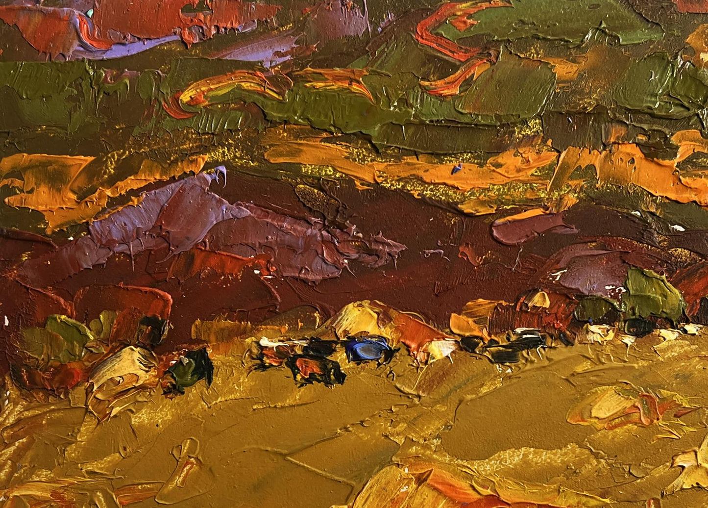 Oil painting Orange sunset over the mountains by Oleksiy Ivanyuk