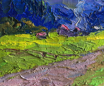 Vibrant impressionist oil painting Village in the mountains by Boris Serdyuk