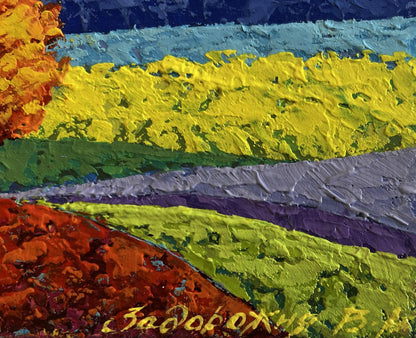 Vibrant oil painting Walking through autumn meadows by V. Zadorozhnya