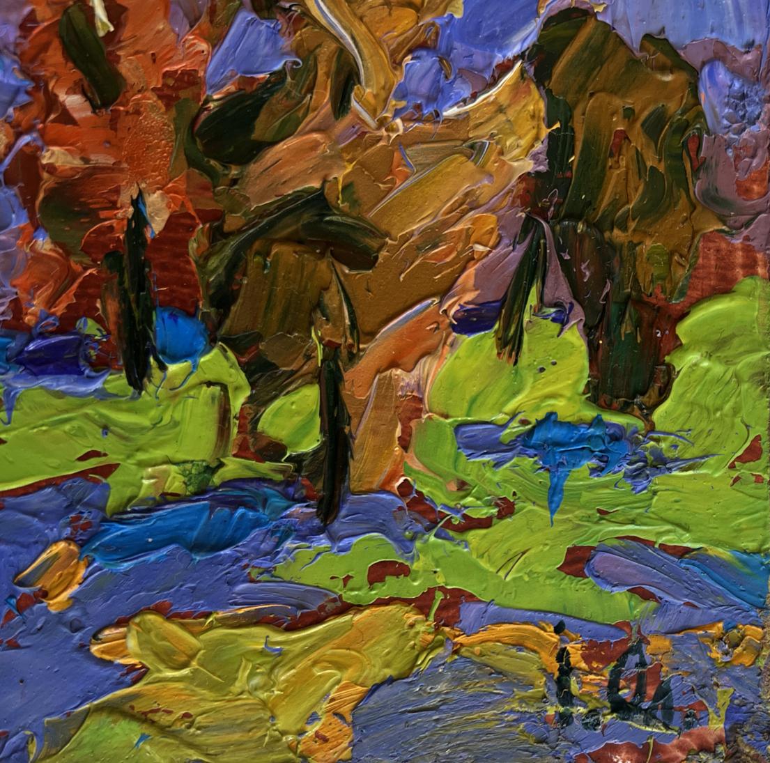 Vibrant impressionist oil painting The rustle of trees in the wind by Oleksiy Ivanyuk