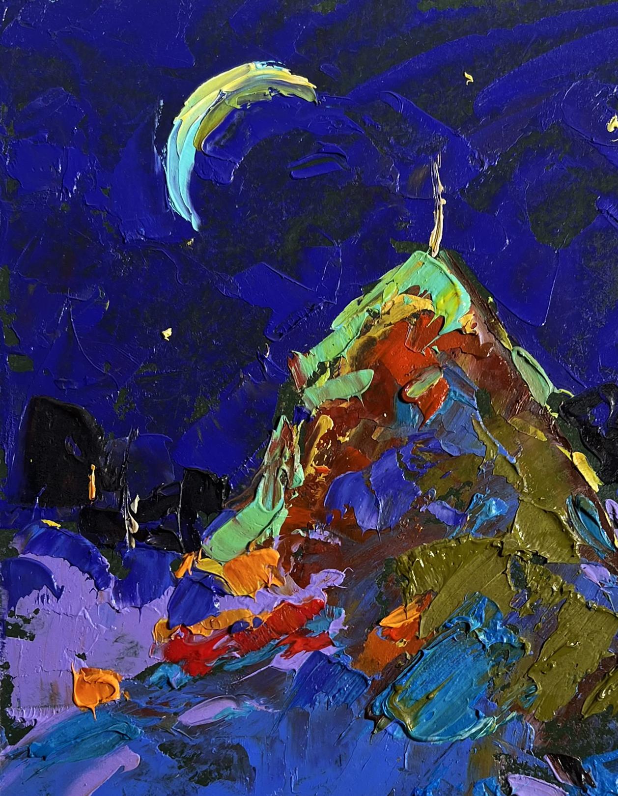 Vibrant impasto oil painting Moonlit Night in the Field by Oleksiy Ivanyuk