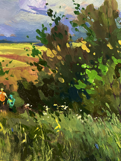 Vibrant impressionistic oil painting A walk through cloudy nature by Yuriy Suprunchuk