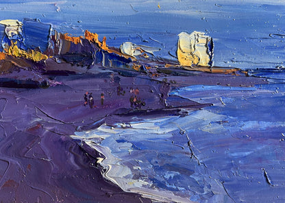 Oil painting On the sea coast by Boris Serdyuk, textured coastal scene