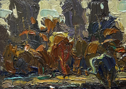 Textured impasto oil painting Deep into the forest across the river by Oleksiy Ivanyuk