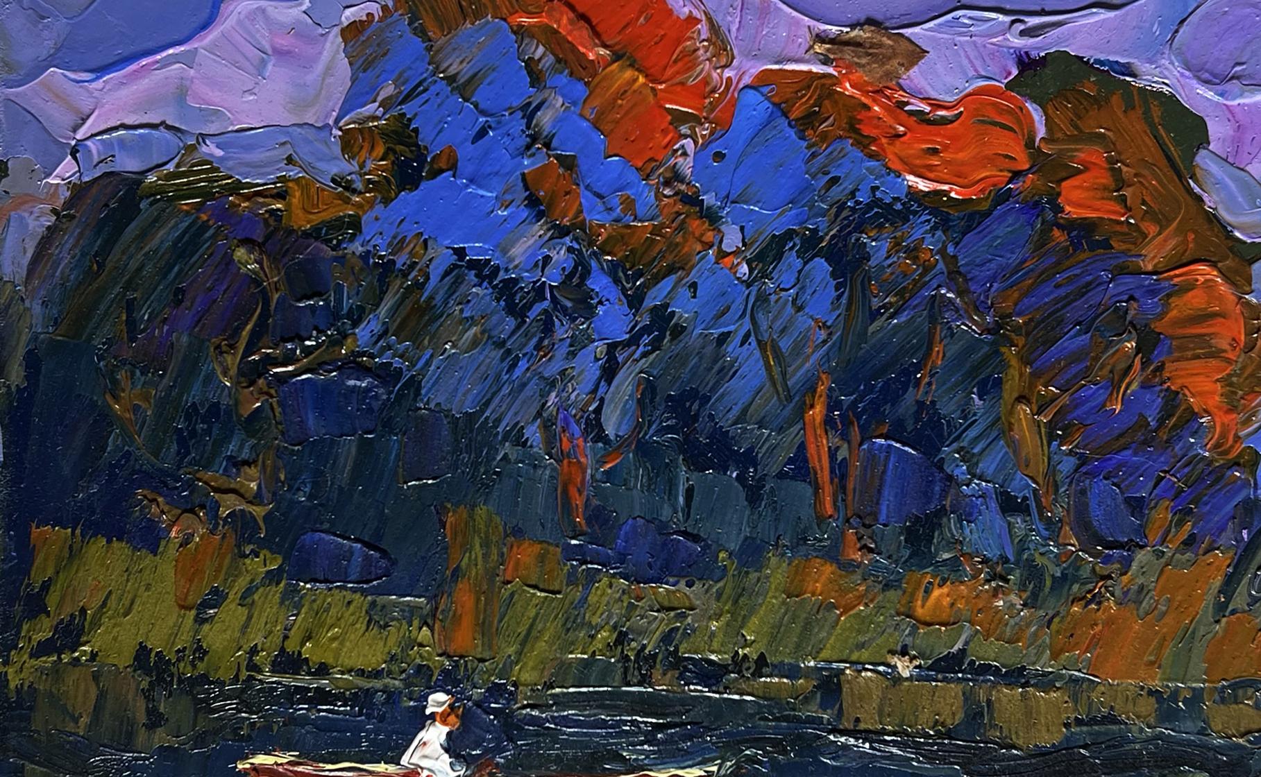 Vibrant impressionist oil painting Its cool by the river in the evening by Oksana Ivanyuk