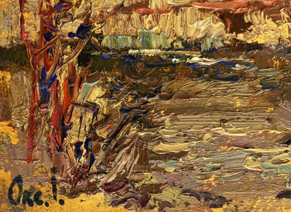 Oil painting On the autumn river by Oksana Ivanyuk, textured landscape