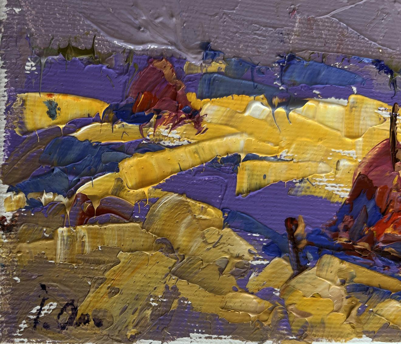 Oil painting Autumn golden fields by Oleksiy Ivanyuk textured abstract
