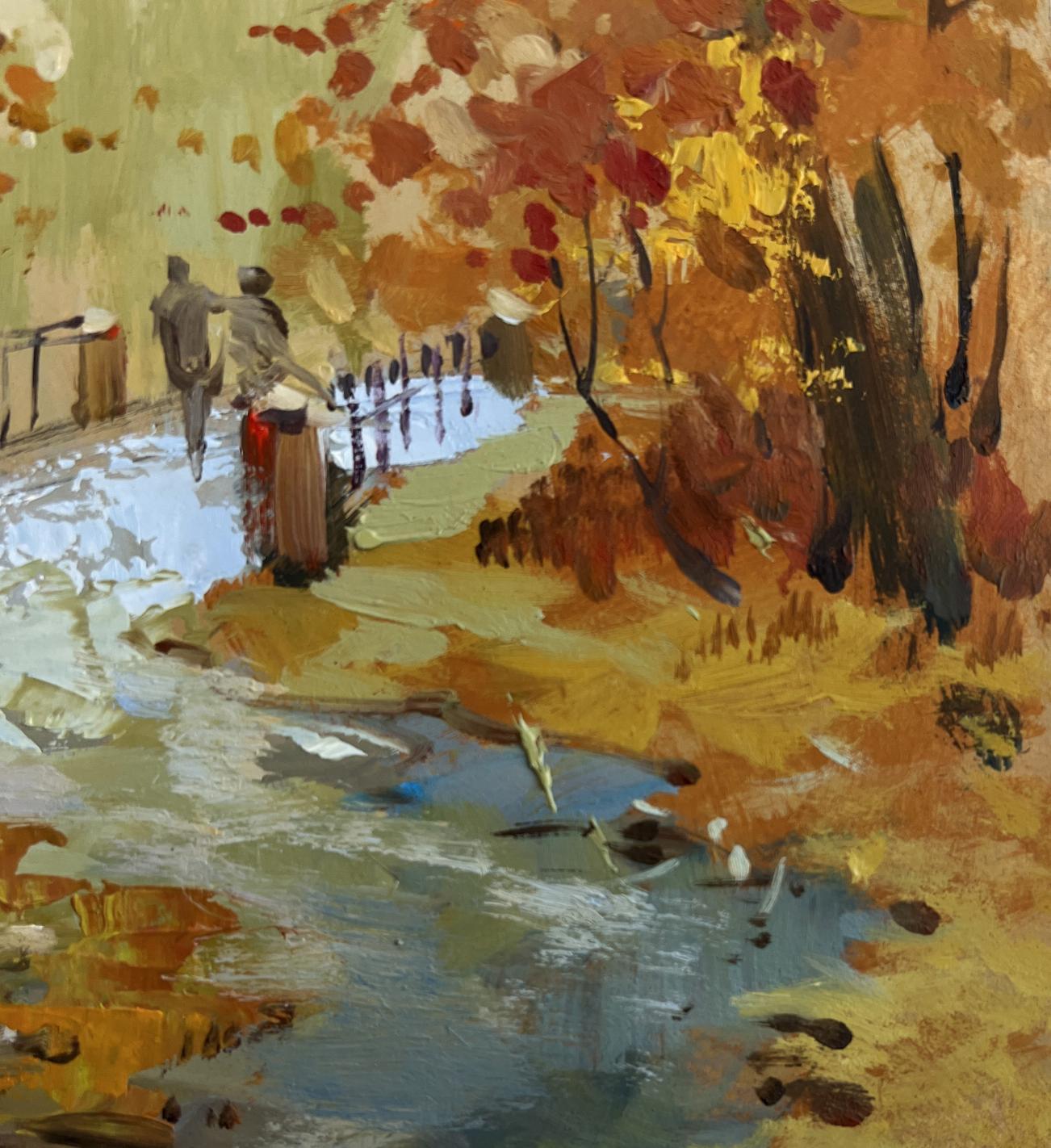 Oil painting Fallen leaves in autumn park by Yuriy Suprunchuk
