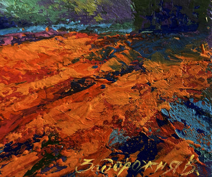 Vibrant Evening Walk near the Mountains oil painting by V. Zadorozhnya