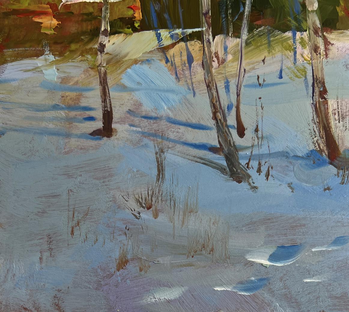 Textured impressionist oil painting of winter path by Yuriy Suprunchuk