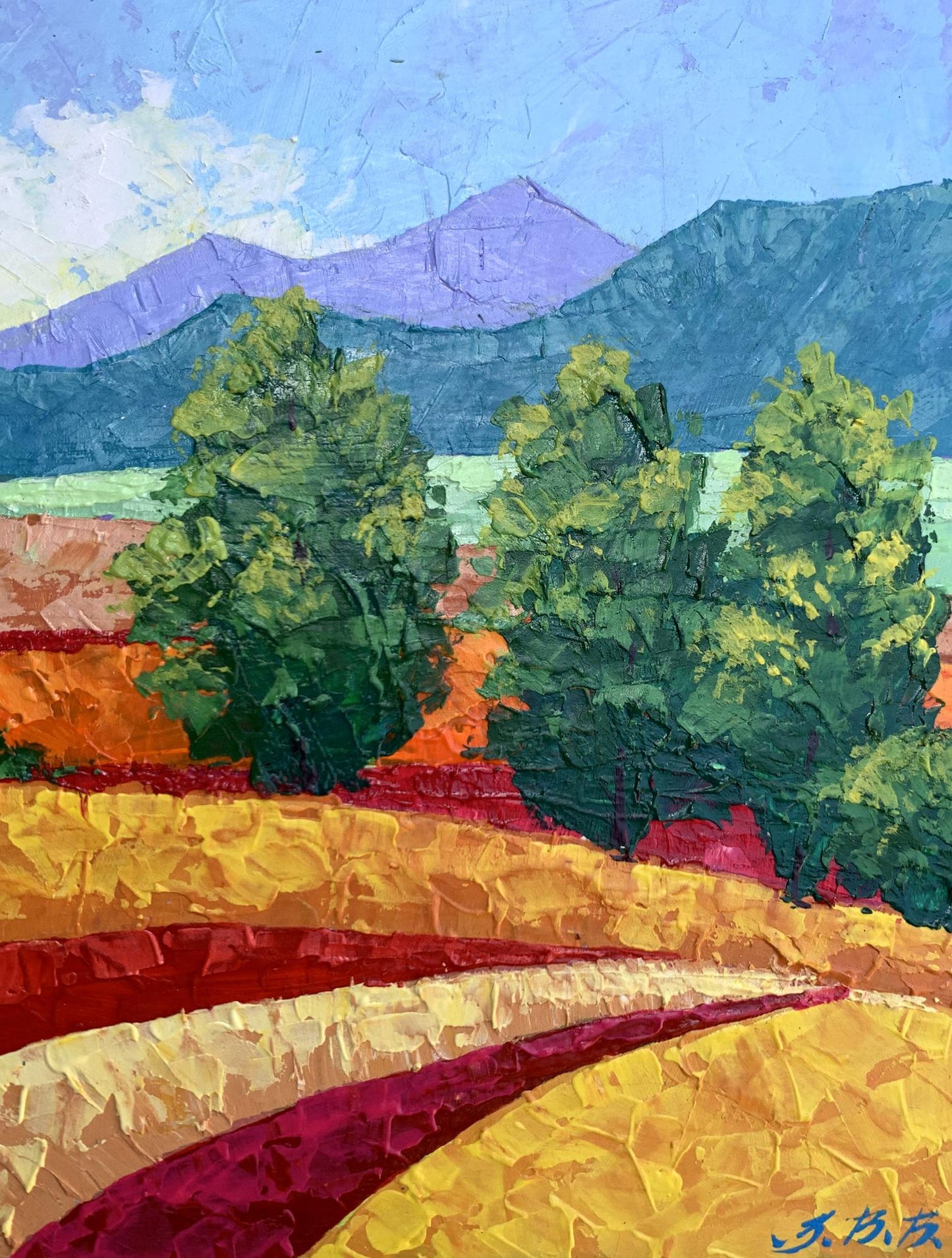 Oil painting Clear sunny day in the mountains by V. Zadorozhnya