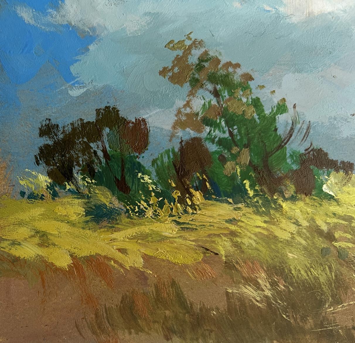Impressionistic oil painting of couple in flower field by Yuriy Suprunchuk