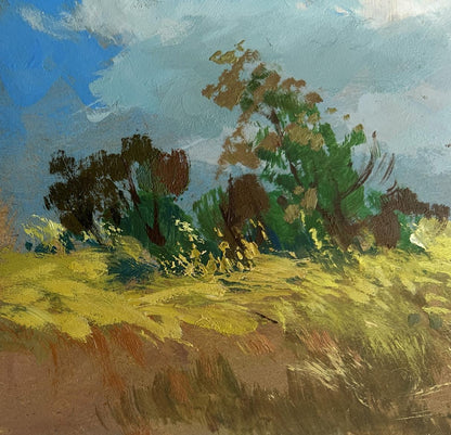 Impressionistic oil painting of couple in flower field by Yuriy Suprunchuk