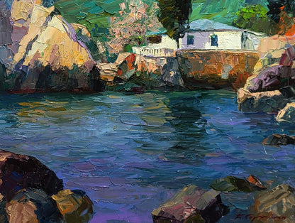 Vibrant impressionist oil painting Morning at sea by Boris Serdyuk