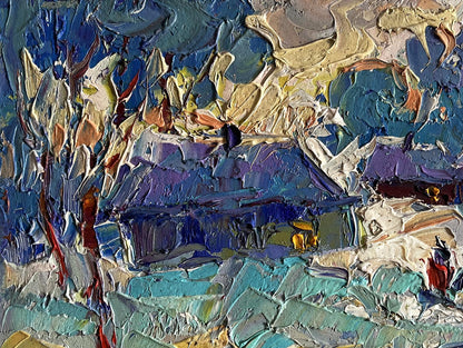 Oil painting Evening on the edge of the village by Oleksiy Ivanyuk