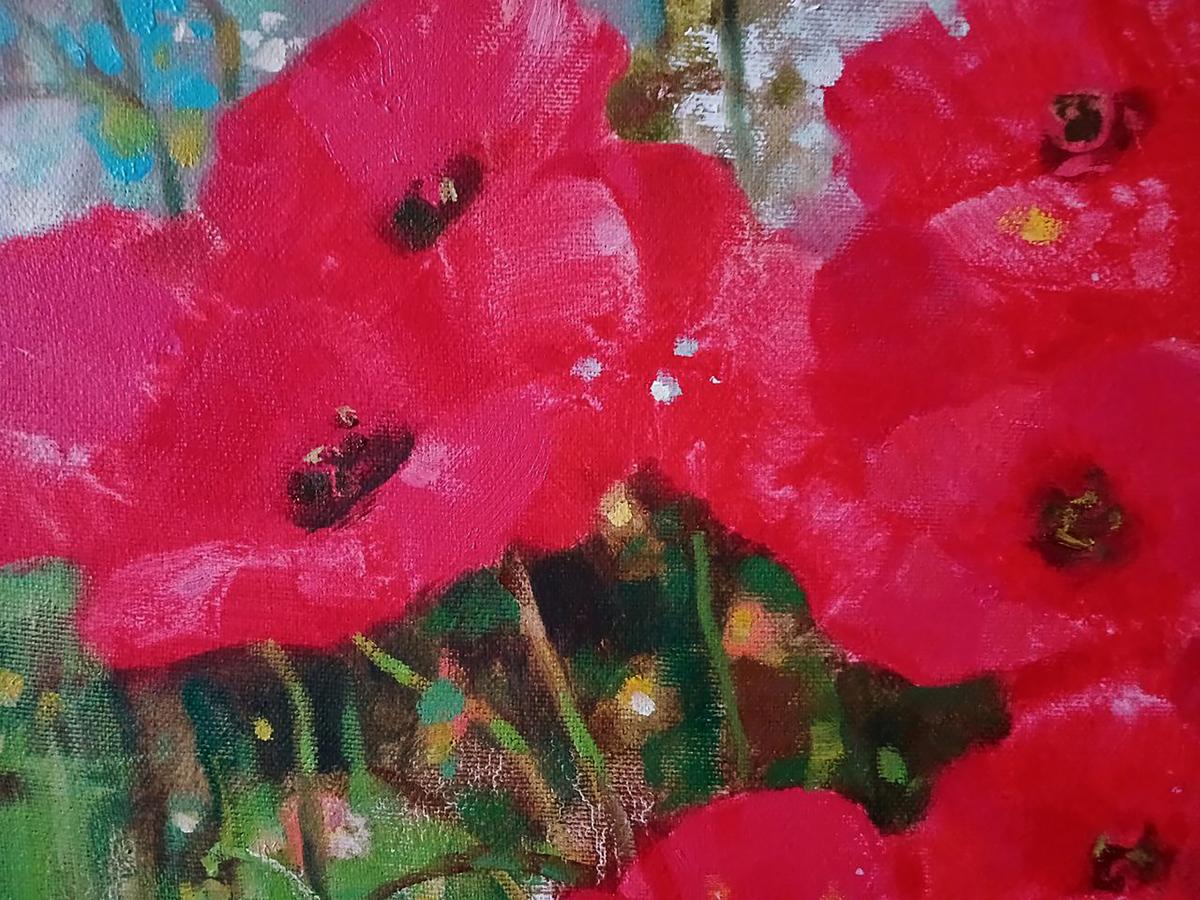 Abstract oil painting Poppies in the Field Anatoly Tarabanov