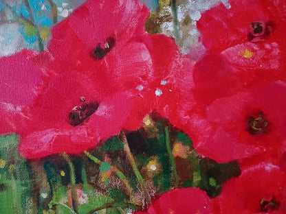 Abstract oil painting Poppies in the Field Anatoly Tarabanov