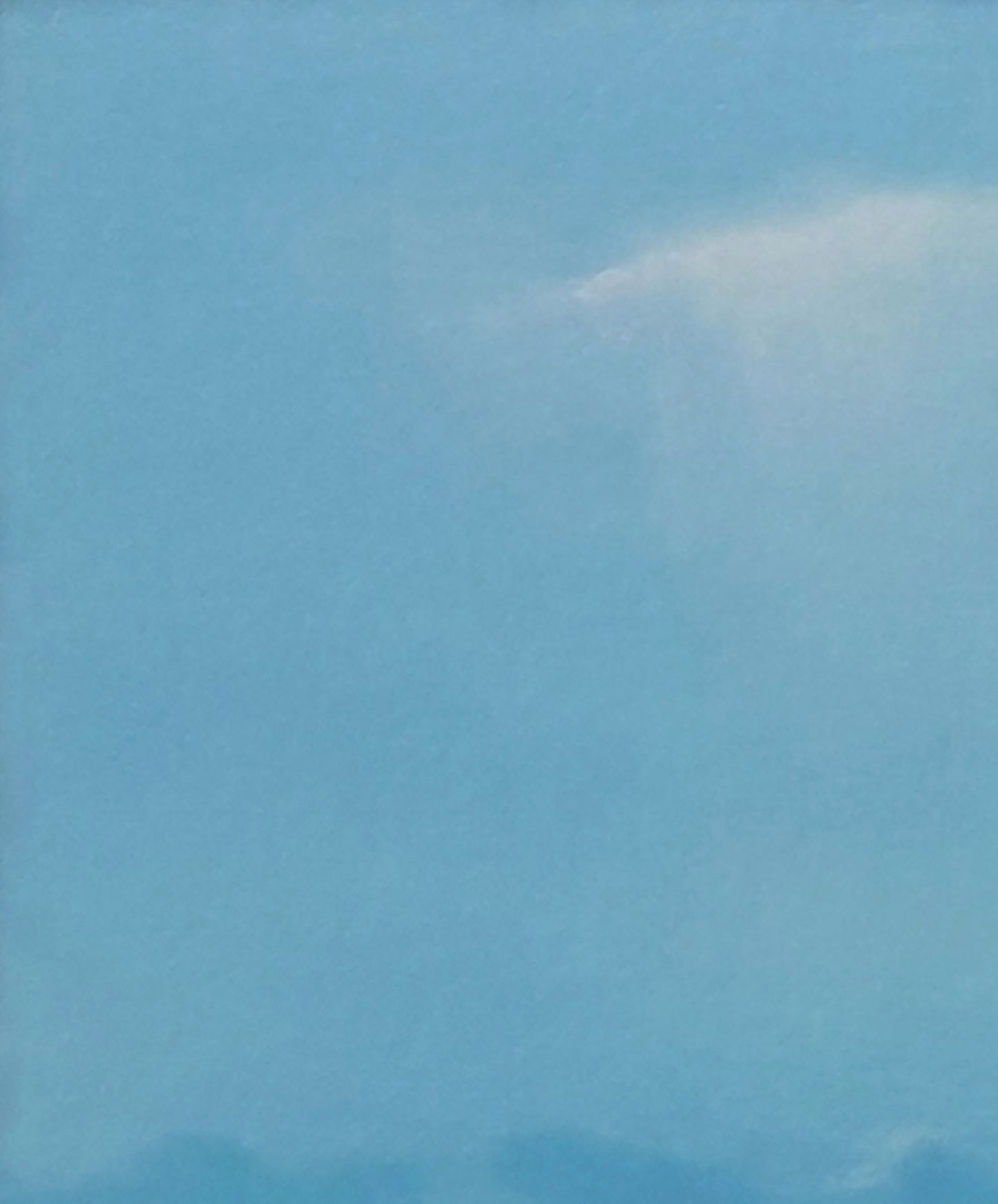Oil painting of wispy white cloud in pale blue sky by Vasily Korkishko