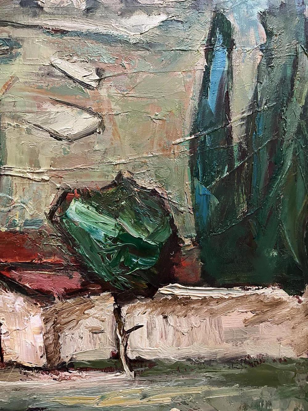 Oil painting In the Mountains by Oleksandr Andreev, vibrant green textured artwork