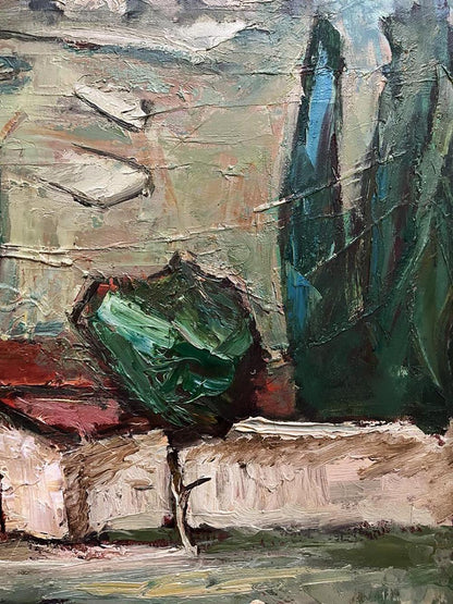 Oil painting In the Mountains by Oleksandr Andreev, vibrant green textured artwork