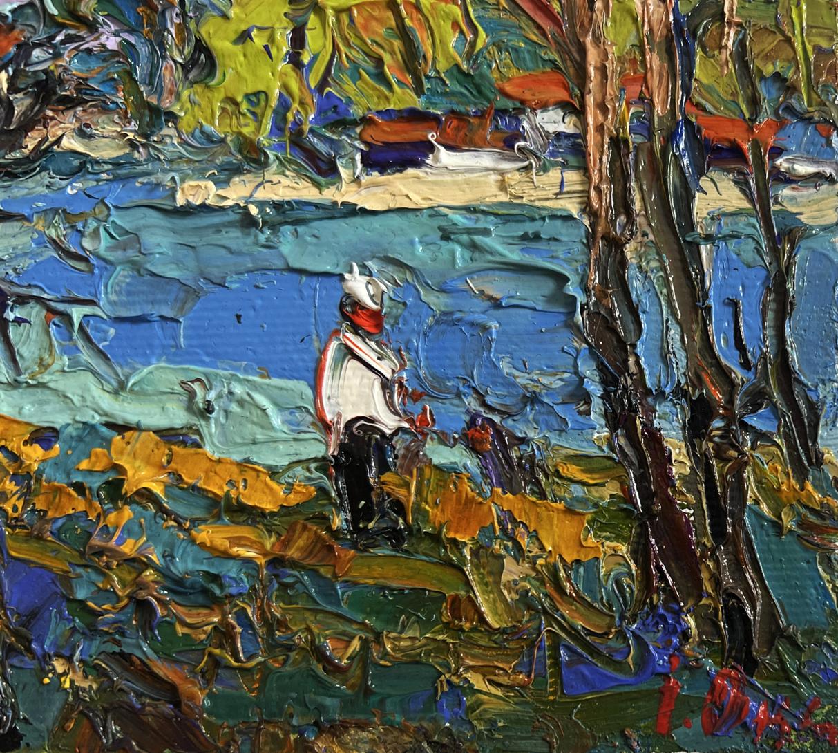 Oil painting In the shade of the trees by Oksana Ivanyuk with textured figure