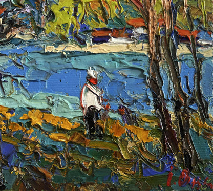 Oil painting In the shade of the trees by Oksana Ivanyuk with textured figure