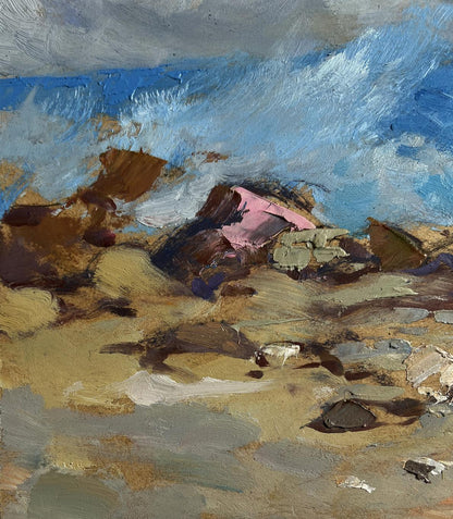 Oil painting Raging sea waves by Yuriy Suprunchuk, turbulent coastal rocks