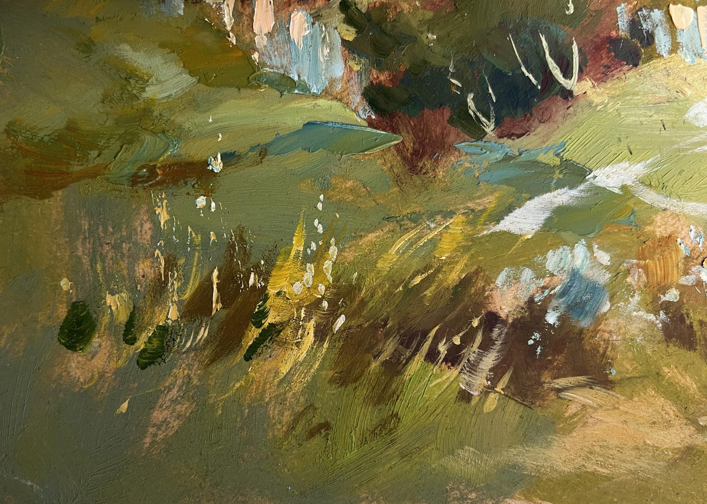 Oil painting View of the village and church by Yuriy Suprunchuk