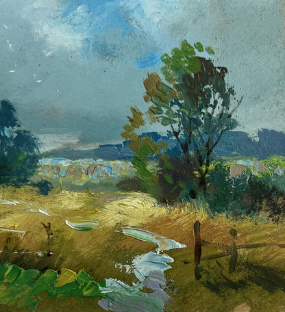 Oil painting Warm breath of the field by Yuriy Suprunchuk, impressionist rural landscape