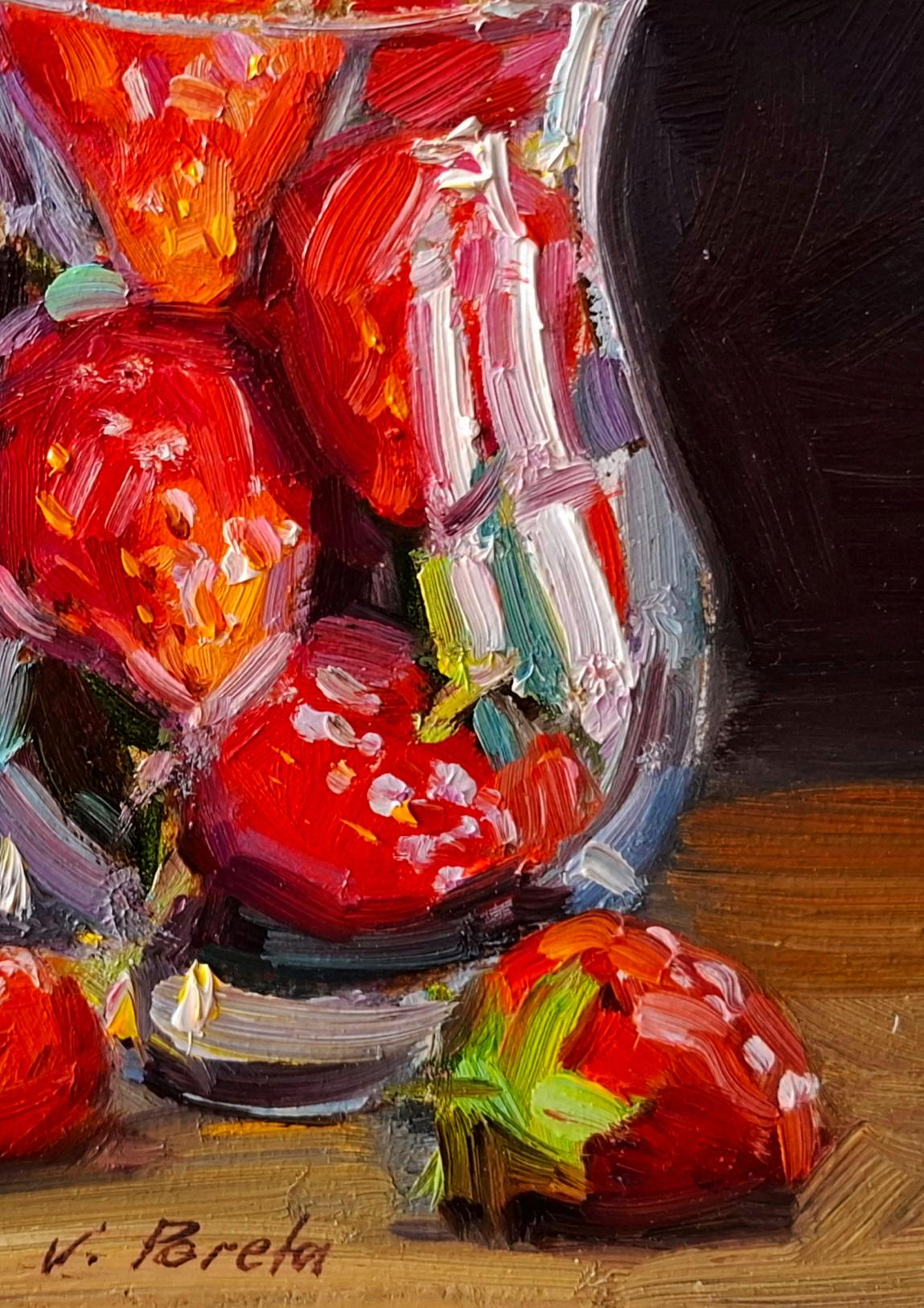 Oil painting Still life with strawberries by Vyacheslav Pereta