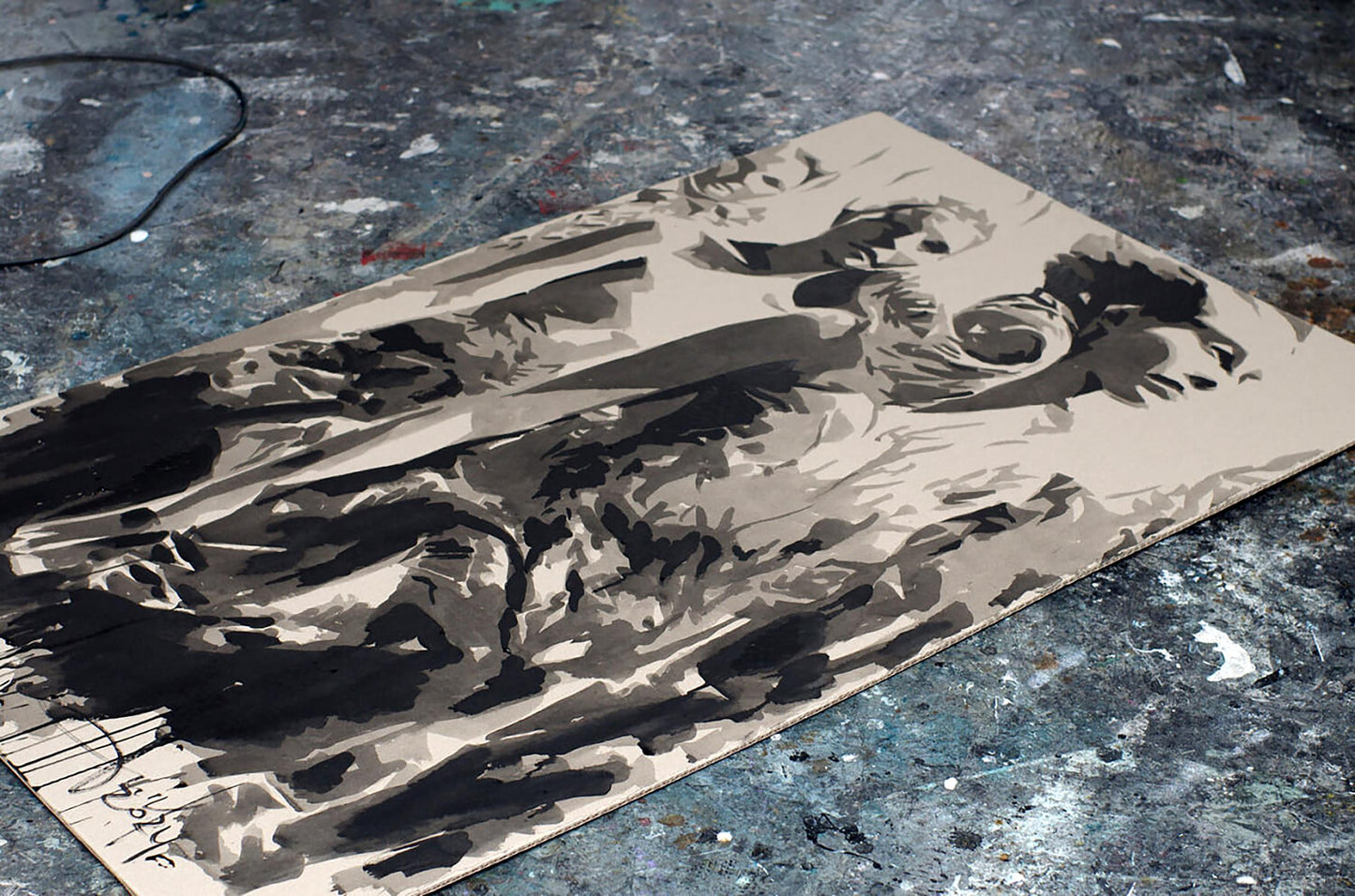 Stylized monochromatic Ink Painting Fairy Tales canvas by Dima Filatov