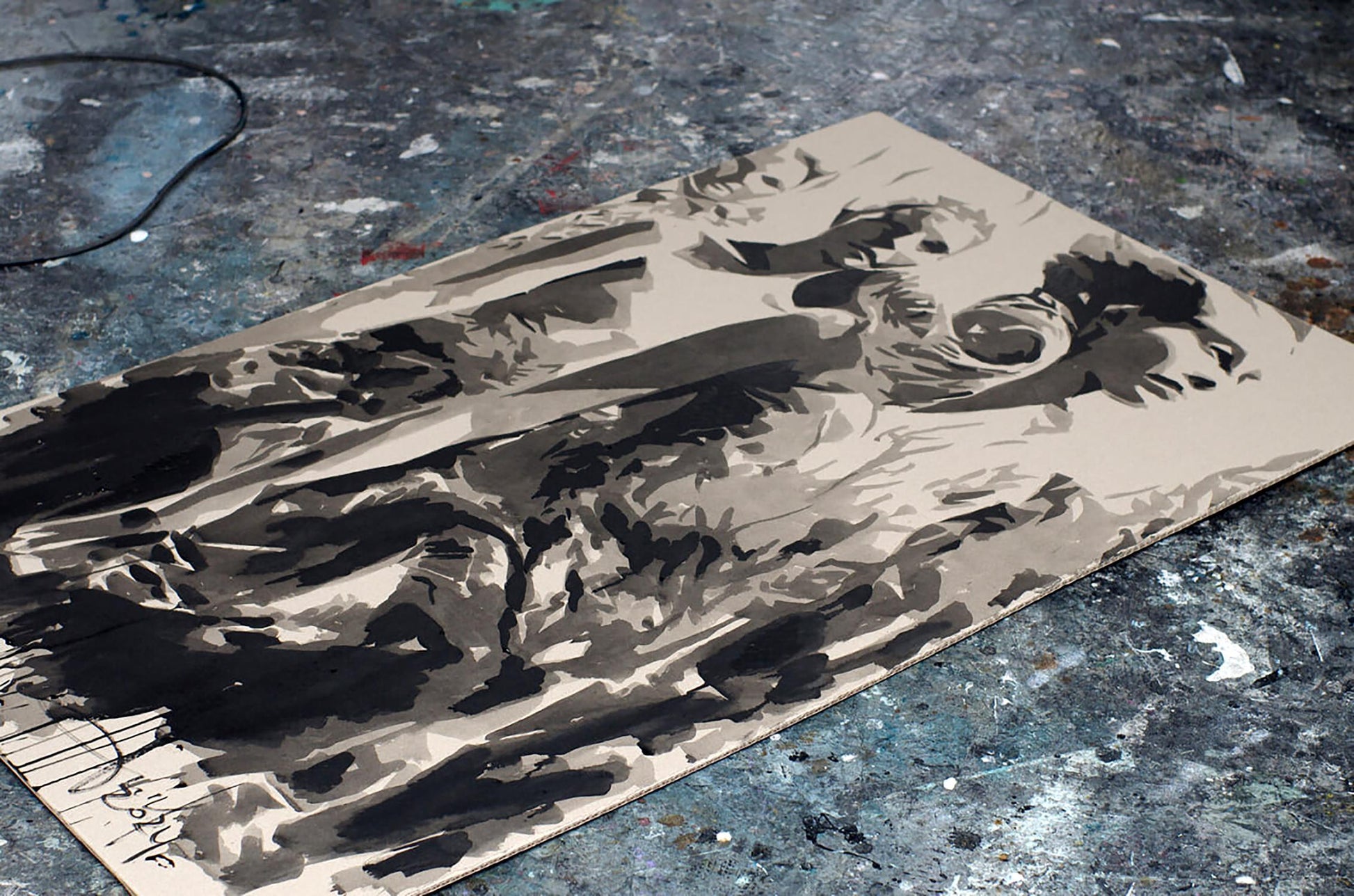 Stylized monochromatic Ink Painting Fairy Tales canvas by Dima Filatov