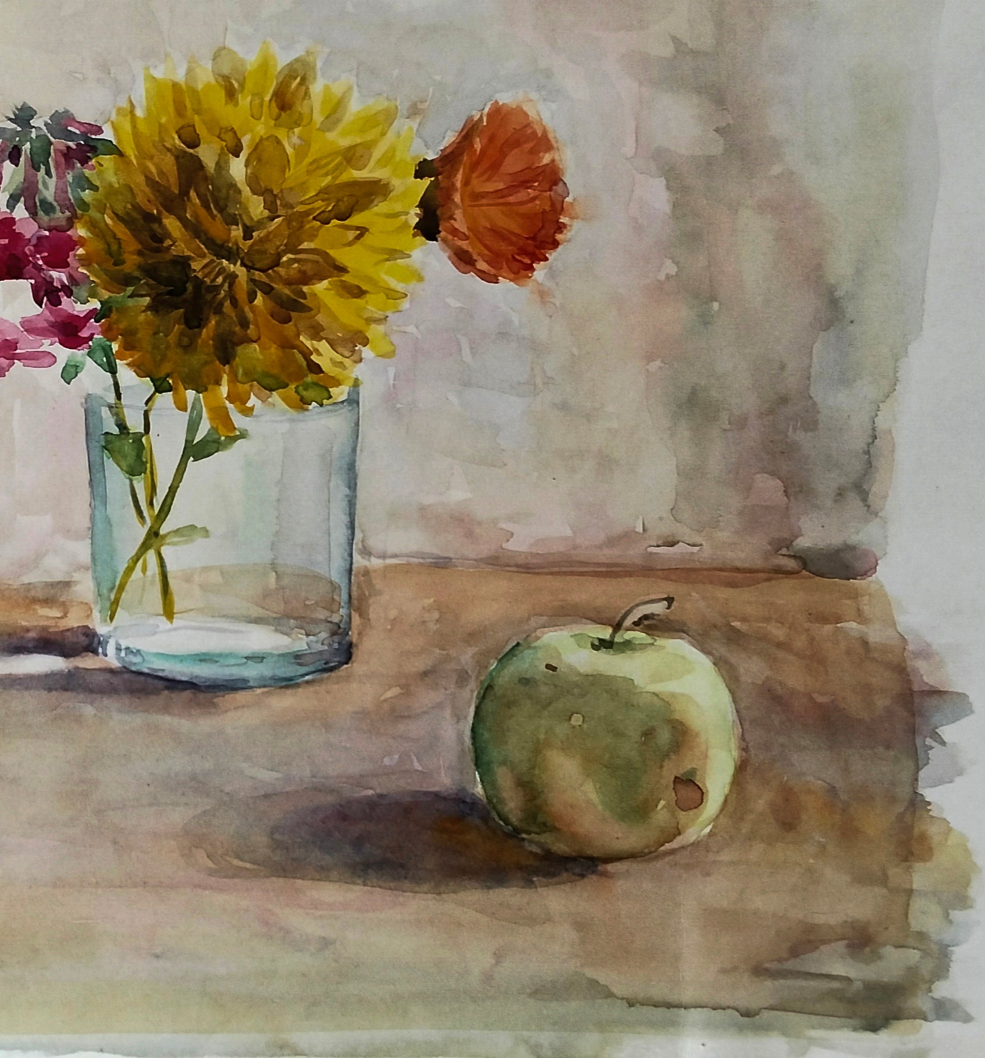 Watercolor painting Harmony of fruits and flowers by Vitaly Duhnevich