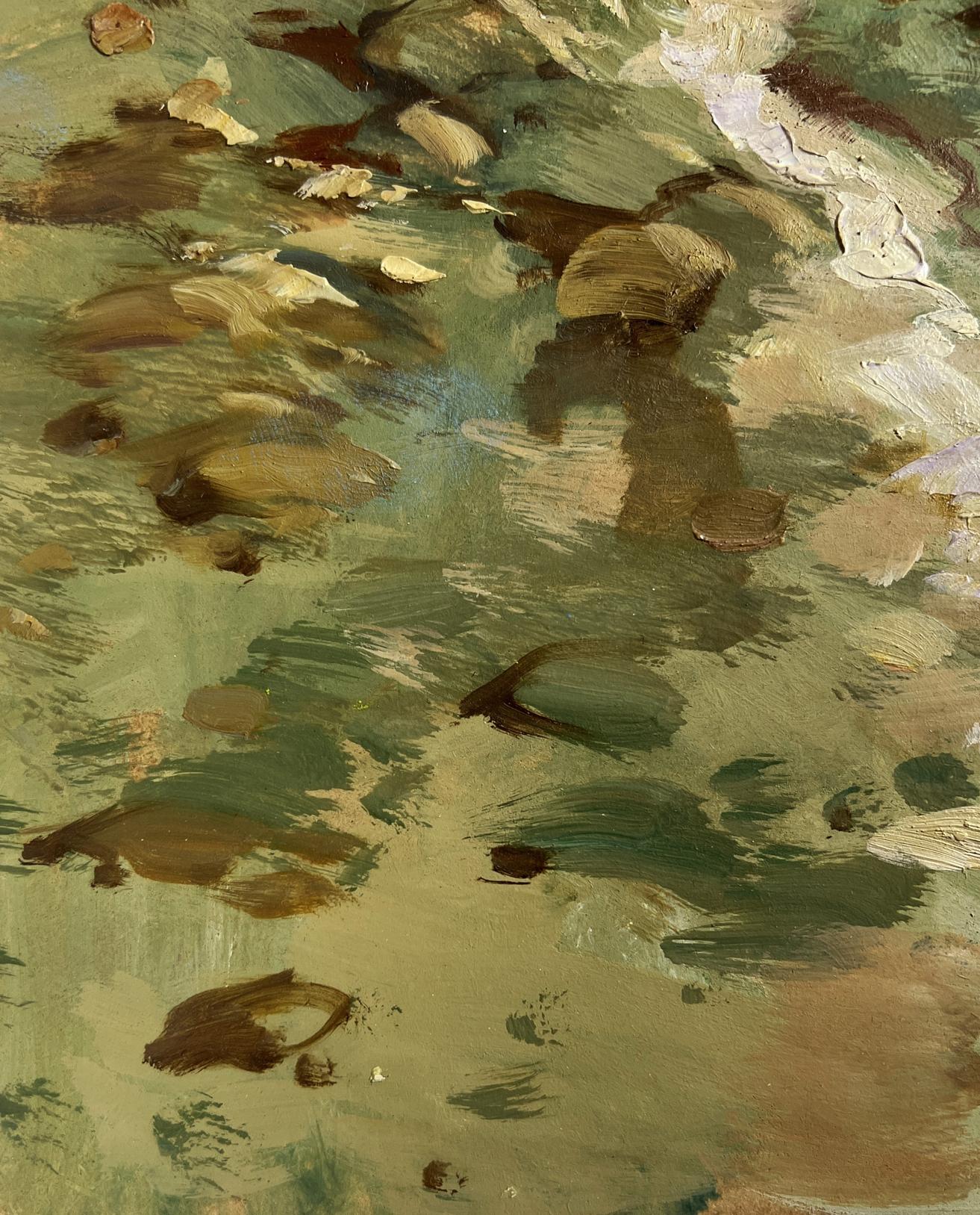Impressionistic oil painting of submerged stones by Yuriy Suprunchuk