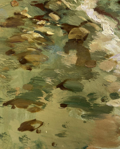 Impressionistic oil painting of submerged stones by Yuriy Suprunchuk