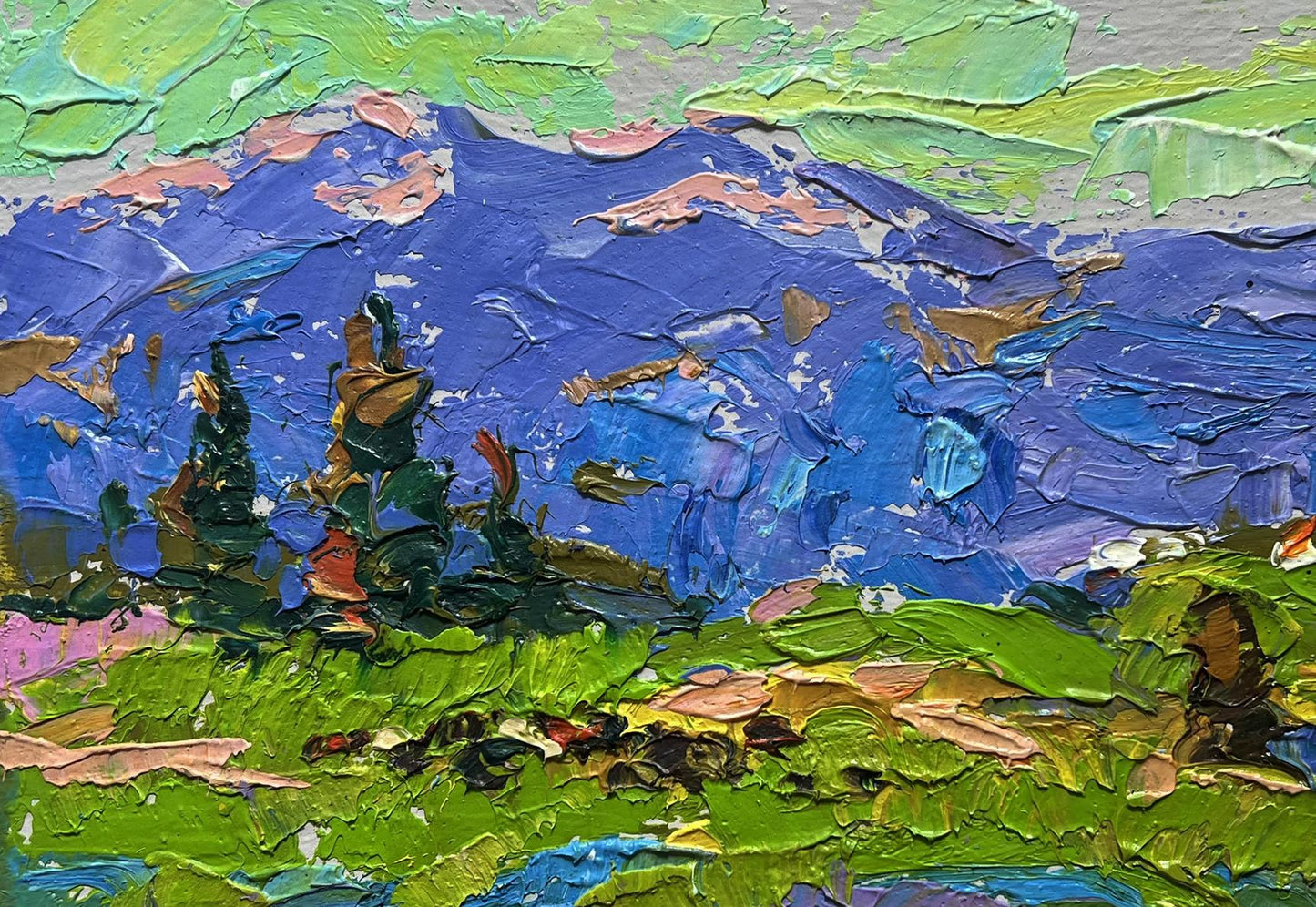 Vibrant impressionist oil painting On the mountain plains by Oleksiy Ivanyuk